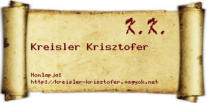 Kreisler Krisztofer névjegykártya